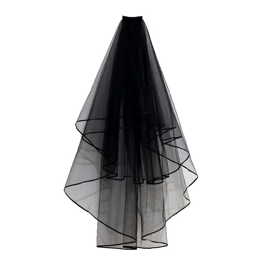 Gothic Schleierkante Brautschleier für Damen Accessoires 2 Lagen mit Kamm Hochzeit Party Kurzer Schleier Accessoires