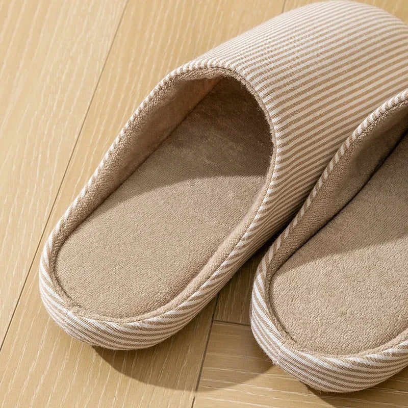 Unisex Home Slippers Soft Fur Slippers Warm Indoor Flat Slides Nonslip Couples Shoes Bedroom Light Slience Flats Autumn&Spring