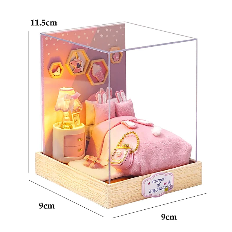 Kitten Mini Doll House 3D Puzzle Assembly Model Building Kit Creative Room Bedroom Decoration With Furniture Wooden Crafts Gifts - Shoppiline