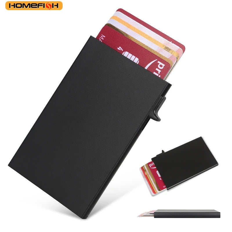 HOMEFISH Portable Metal Card Holder, Slim Mini Wallet, Simple Coin Purse for Men and Women