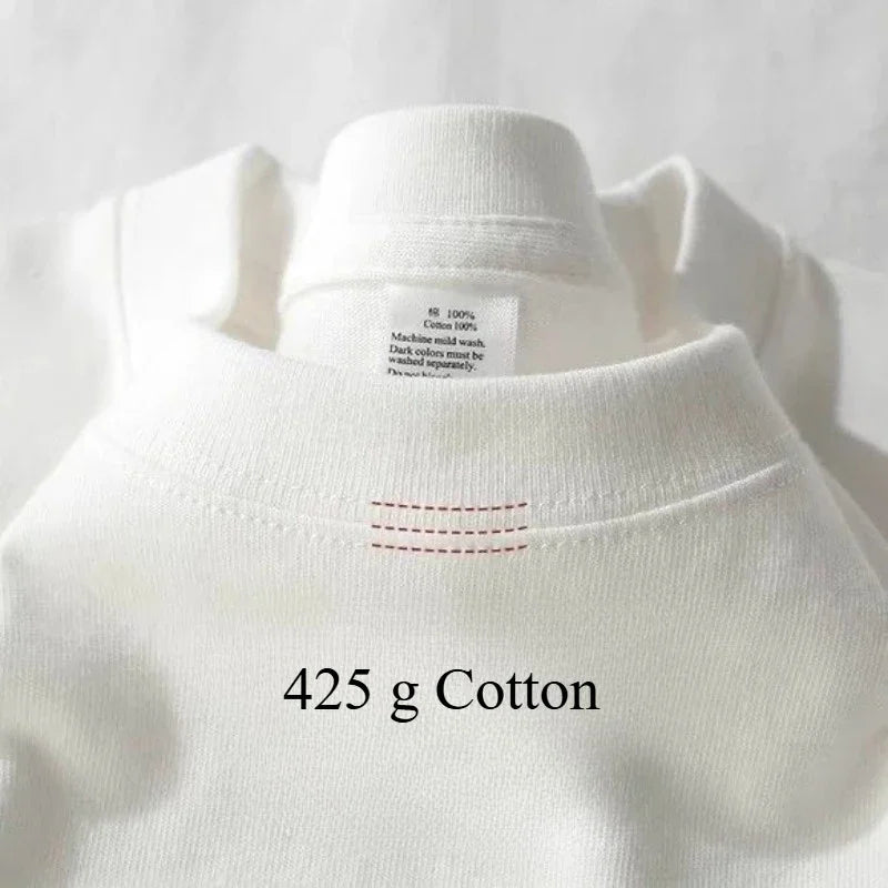 Heavy Wight 425 grams Men T Shirt Cotton Half Sleeve Brathable High Qaulity Round Neck Basic Tops Men Summer T-Shirt