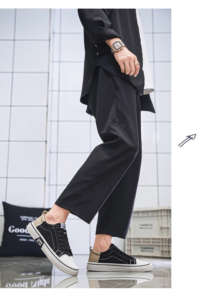 Canvas shoes four seasons men's casual shoes students flat shoes fashion soft-sole outdoor walking shoes youth Joker board shoes