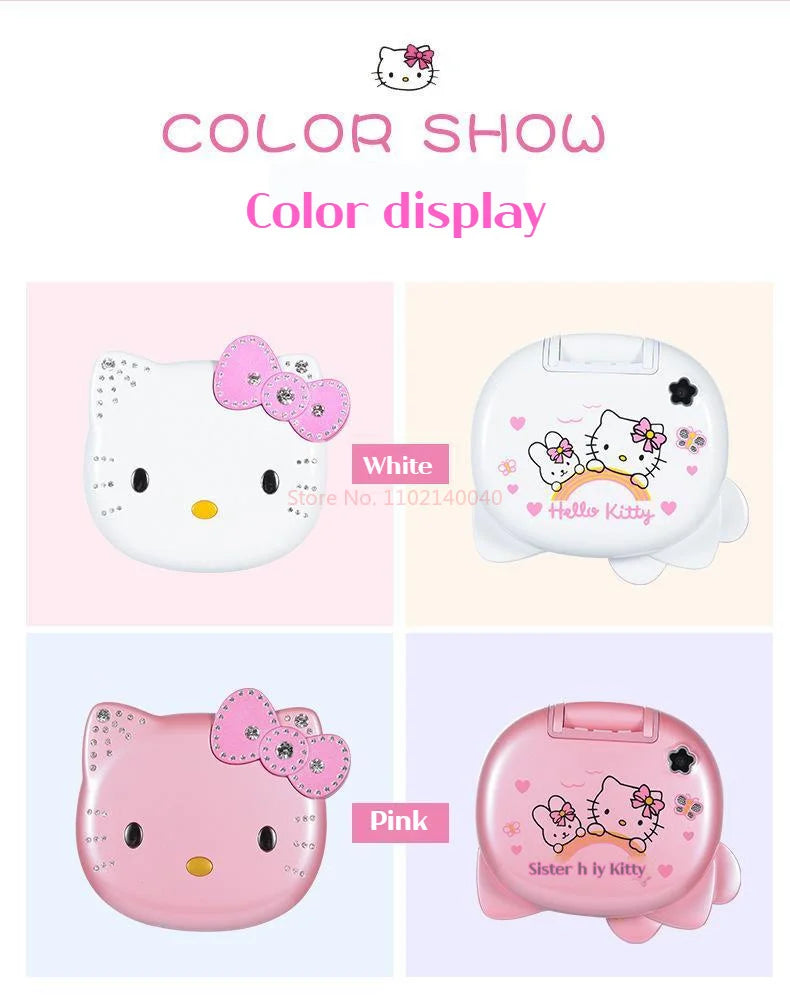 New K688 Hello Kitty Cute Mini Girl Mobile Phone With Flip Cartoon No Lock Children Dual Card Mobile Phone Kids Gift Kawaii Toys