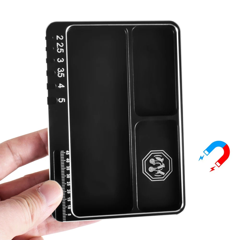 9IMOD RC Schraubenablage mit Magnetpad Aluminiumlegierung Magnetschrauben-Speicherplatte für RC Flugzeug Auto Boot Reparaturwerkzeug