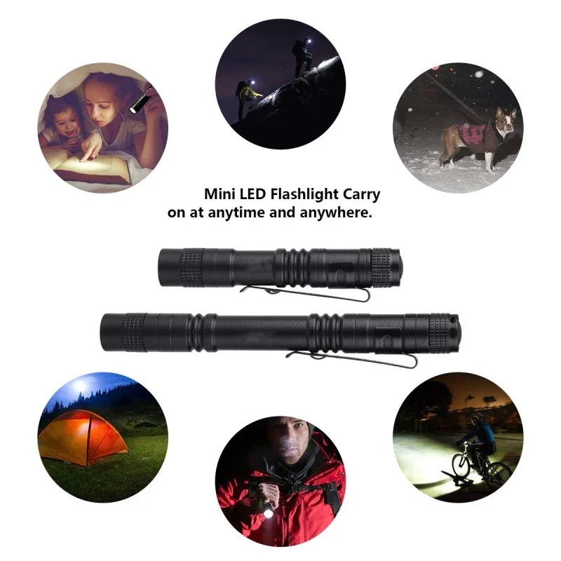 Ultra Bright Mini Portable LED Pen Light High Lumens Pocket Flashlight Handheld Torch for Camping Outdoor Emergency Use