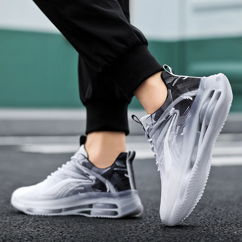 Men's Fashionable Basketball Shoes with Air Cushioning, Comfortable and Non-Slip, Breathable and Shock-Absorbing, Suitable for Men's Outdoor Activities