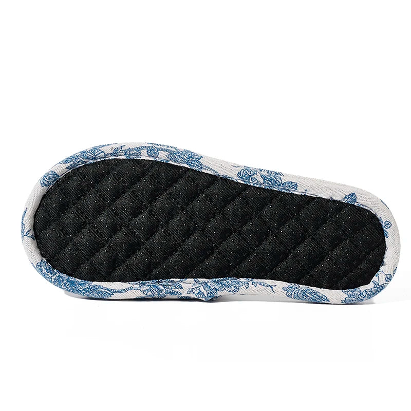 Home Slippers Soft Cotton Floral Floor Shoes Fashion Lightweight Slippers Antislip Indoor Slippers Bedroom Couple Slippers