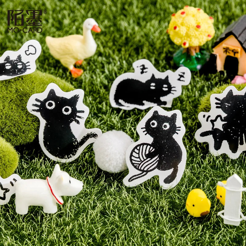 45 autocollants / boîte Autocollants pour carnet Chaton en boîte Dessin animé mignon Autocollants décoratifs pour album photo Manuel de croissance DIY