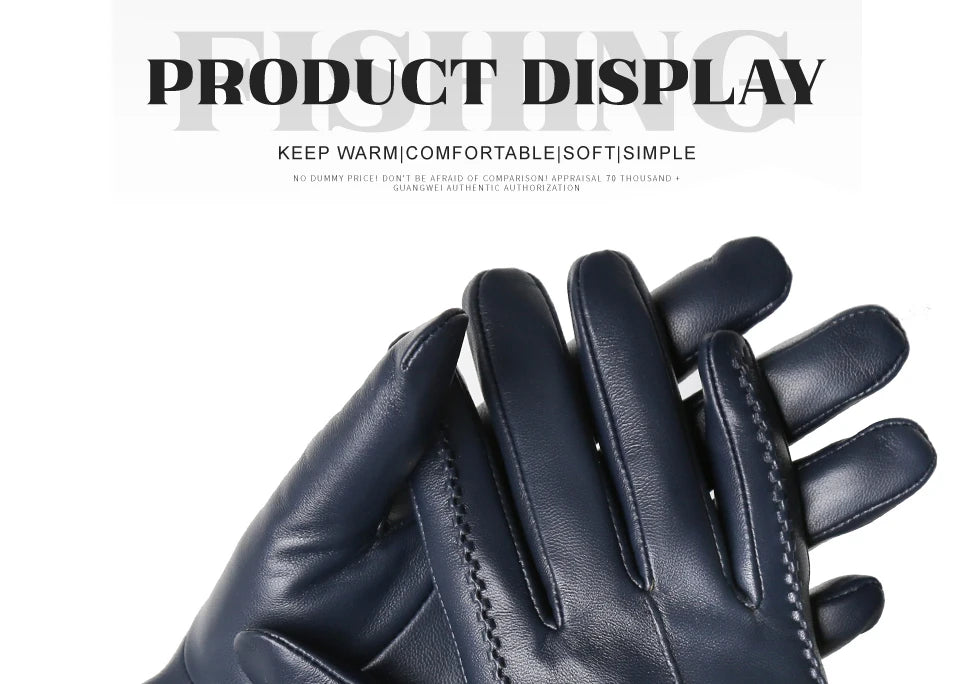 Women's sheepskin gloves winter warm plus velvet short thin touch screen driving color women's leather gloves good quality -2226