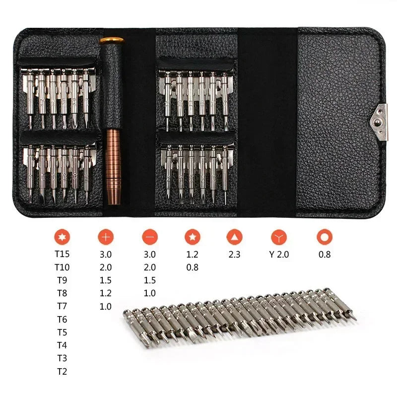 Mini Precision Screwdriver Set 25 in 1 Electronic Torx Screwdriver Opening Repair Tools Kit for iPhone Camera Watch Tablet PC