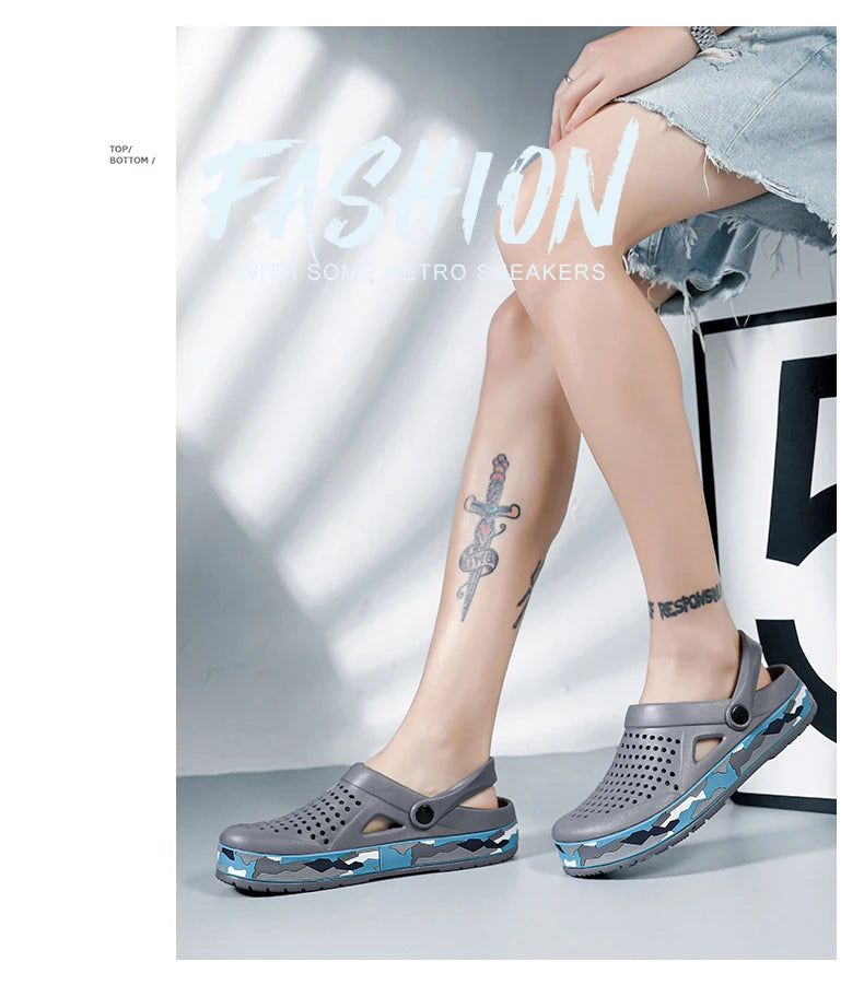 Men's summer casual hole shoes non slip lightweight breathable Two wearing men's sandals fashion comfort beach shoes slippers