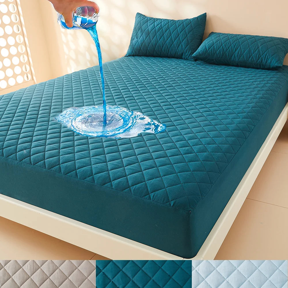 1pc 3D Air Fabric Thick Mattress Cover, 100% Waterproof Mattress Protector, Soft and Breathable Fitted Bed Sheet (No Pillowcase) - Shoppiline