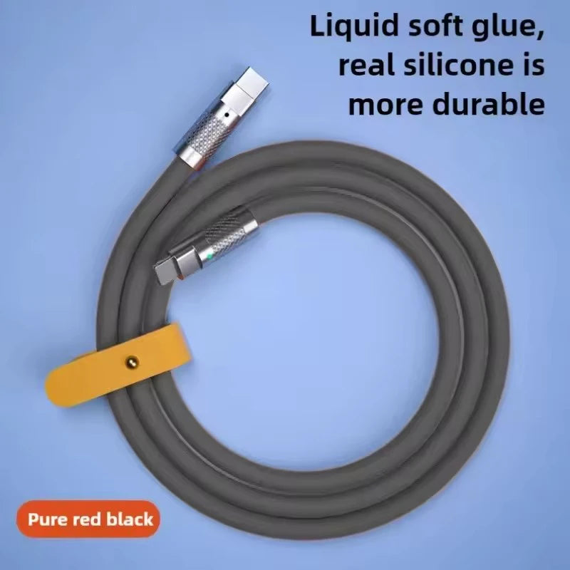 120W 6A Cable  Super Fast Charge PD Type C Liquid Silicone Cable 1M 1.5M 2M Cable C To C Quick Charger Cable for Xiaomi iPhone