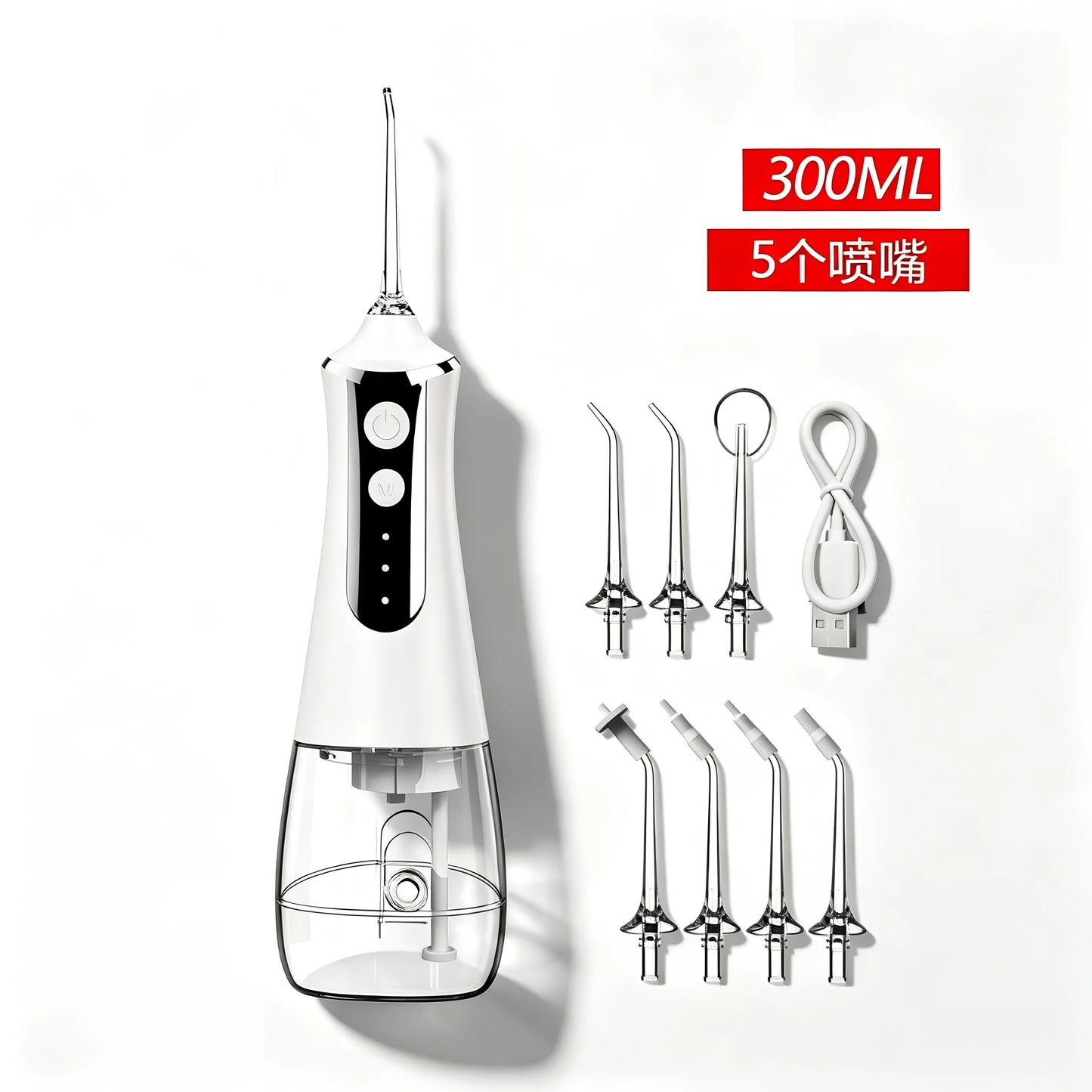HOMEFISH Oral Irrigator Portable Dental Water Flosser USB Rechargeable Water Jet Floss Tooth Pick Jet Tip Modes Waterproof