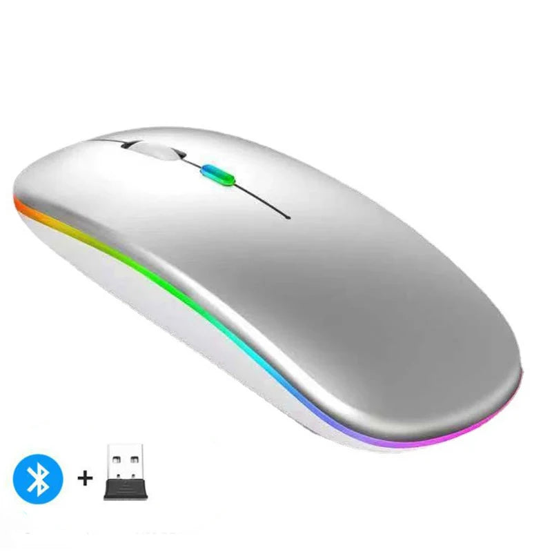 Kabellose Maus Wiederaufladbar Silent LED Hintergrundbeleuchtung Mäuse PC Laptop Computer Maus 2.4Ghz Empfänger Bluetooth Dual Modus Optische Mäuse