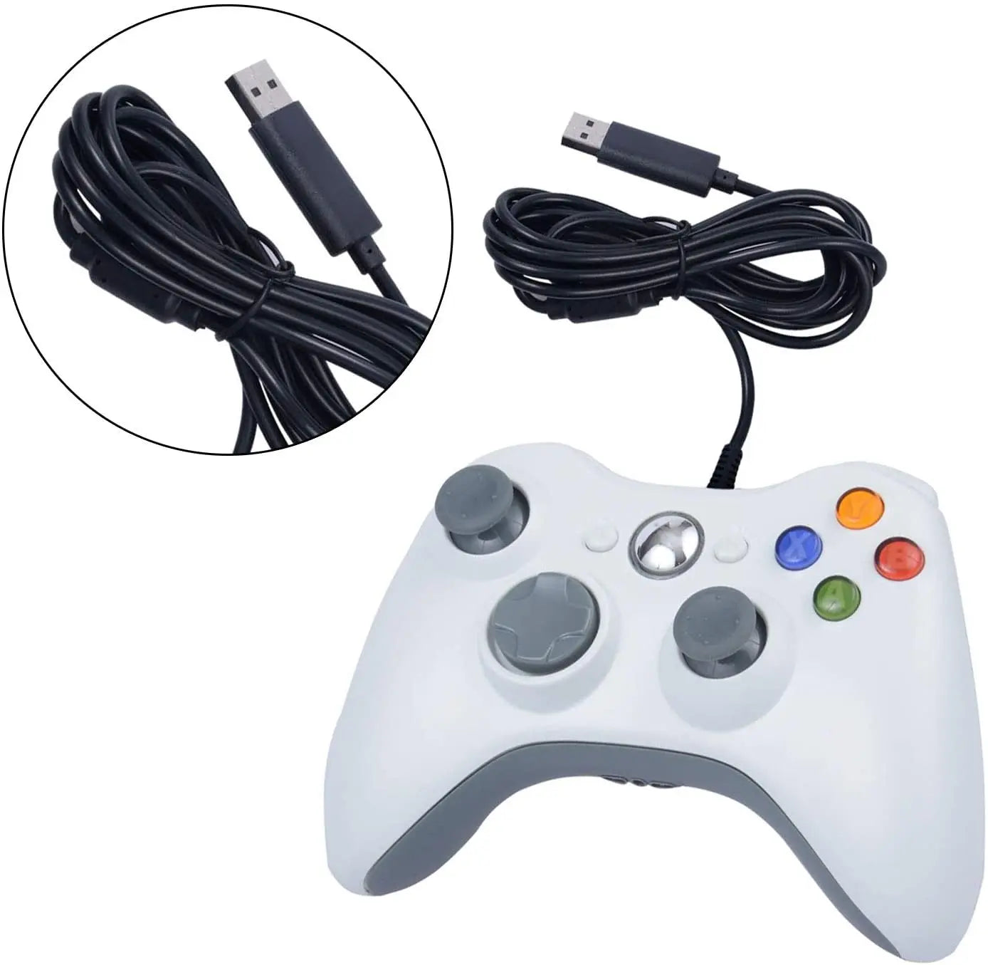 Wired Game Controller for Xbox 360 with Dual-Vibration,Compatible with Xbox 360/360 Slim&PC Windows 7,8,10,11