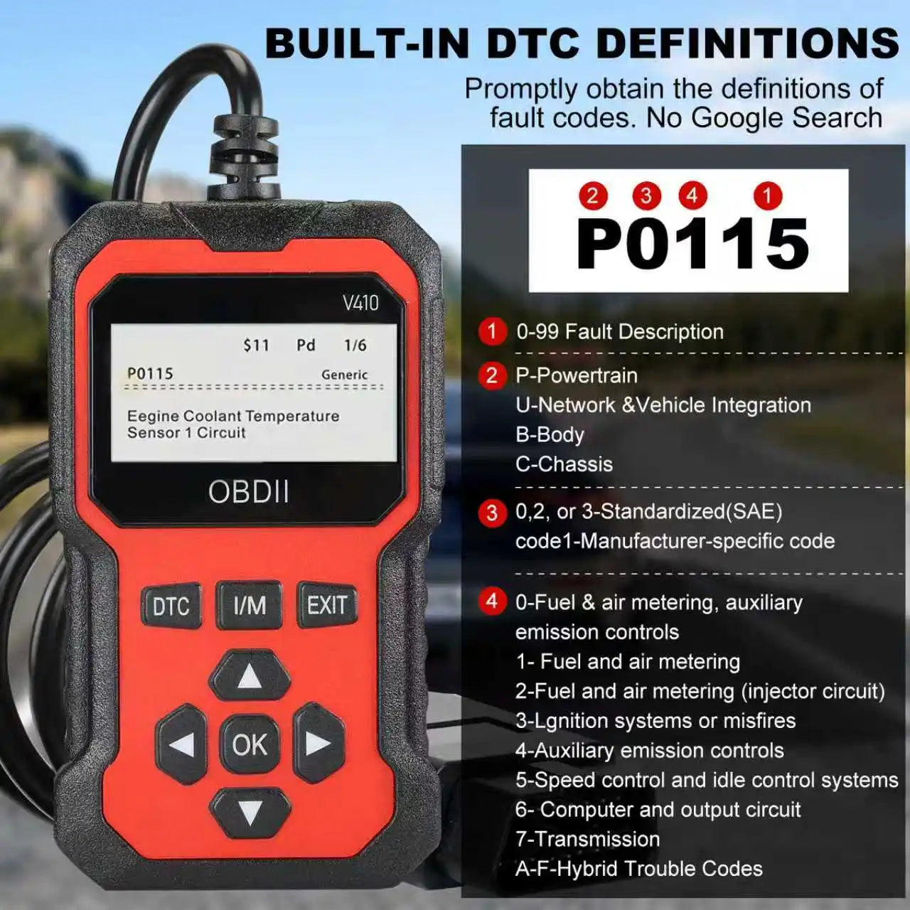 V410 Car Diagnostic Scanner Tool ABS Engine Oil Reset Function Auto Scanner Tool for All Cars