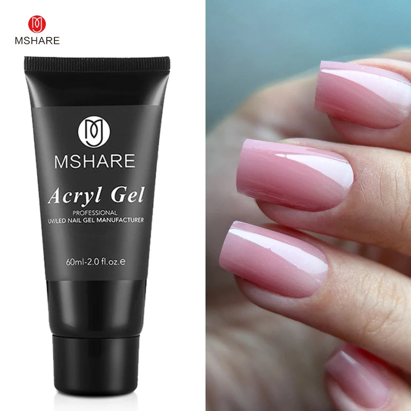 MSHARE Poly Nails Acryl Gel 60ml Builder UV Led Acrylgel Nagelverlängerungen Acryl Rosa Weiß Klar Acrylat HEMA TPO-freies Gel