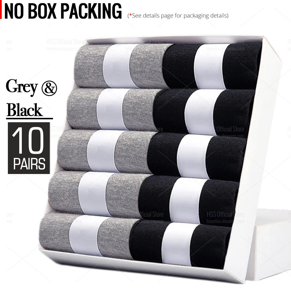 HSS Lot de 5/10 paires de chaussettes en mélange de coton pour hommes, noires, d'affaires, douces, respirantes, pour l'été et l'hiver, grande taille (6.5-14)