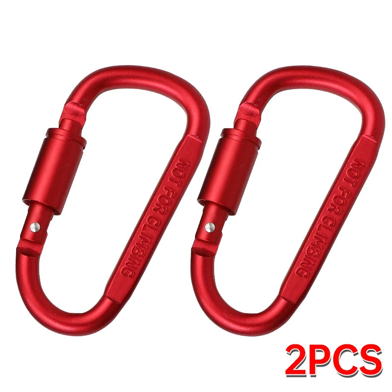 1-6PCS D-Shaped Carabiner Clips Heavy Duty Aluminum Alloy Quick Links for Backpack Keychain Outdoor Camping EDC Gear Accessories