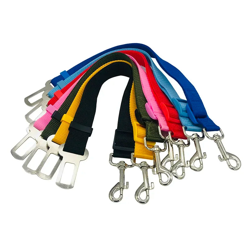 Adjustable Pet Dog Cat Car Seat Belt for Dogs Harness Leash Travel Clip French Bulldog Dog Collar Connector Accessories Supplies