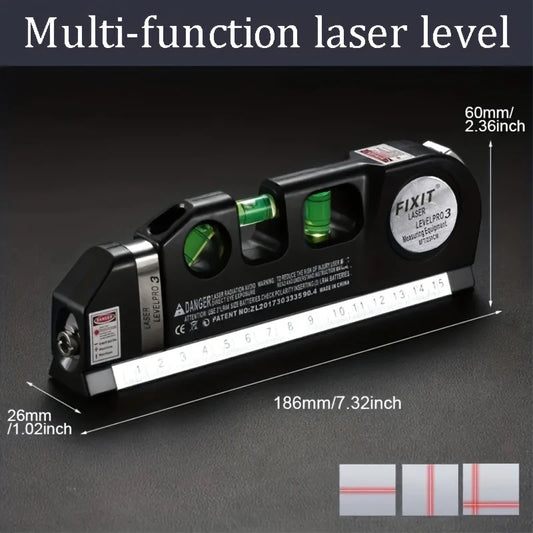 HOMEFISH Easy to Use Laser Level Line Tool Multipurpose Laser Level Kit Standard Cross Line Lase 8 Feet Measure Tape Ruler - Shoppiline