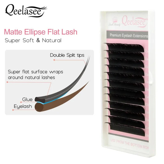 New Matte Flat Eyelash Extensions Wholesale Individual Mink Softer Eyelashes Supplies Ellipse Cashmere Lash Split Tips  Volume