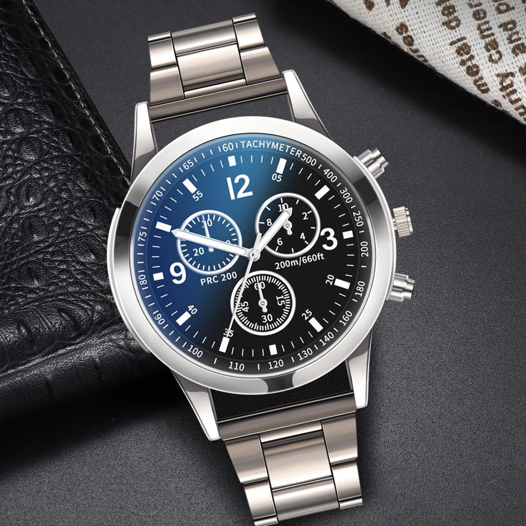 1/2PCS Herren Business-Uhren Mode Herren Stahlband Quarz-Uhr mit Armband (Box nicht enthalten)