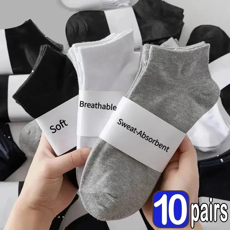 5/10 Pairs Unisex Ankle Socks Solid Color Black White Gray Cotton Deodorant Breathable Running Sports Socks New Spring Summer