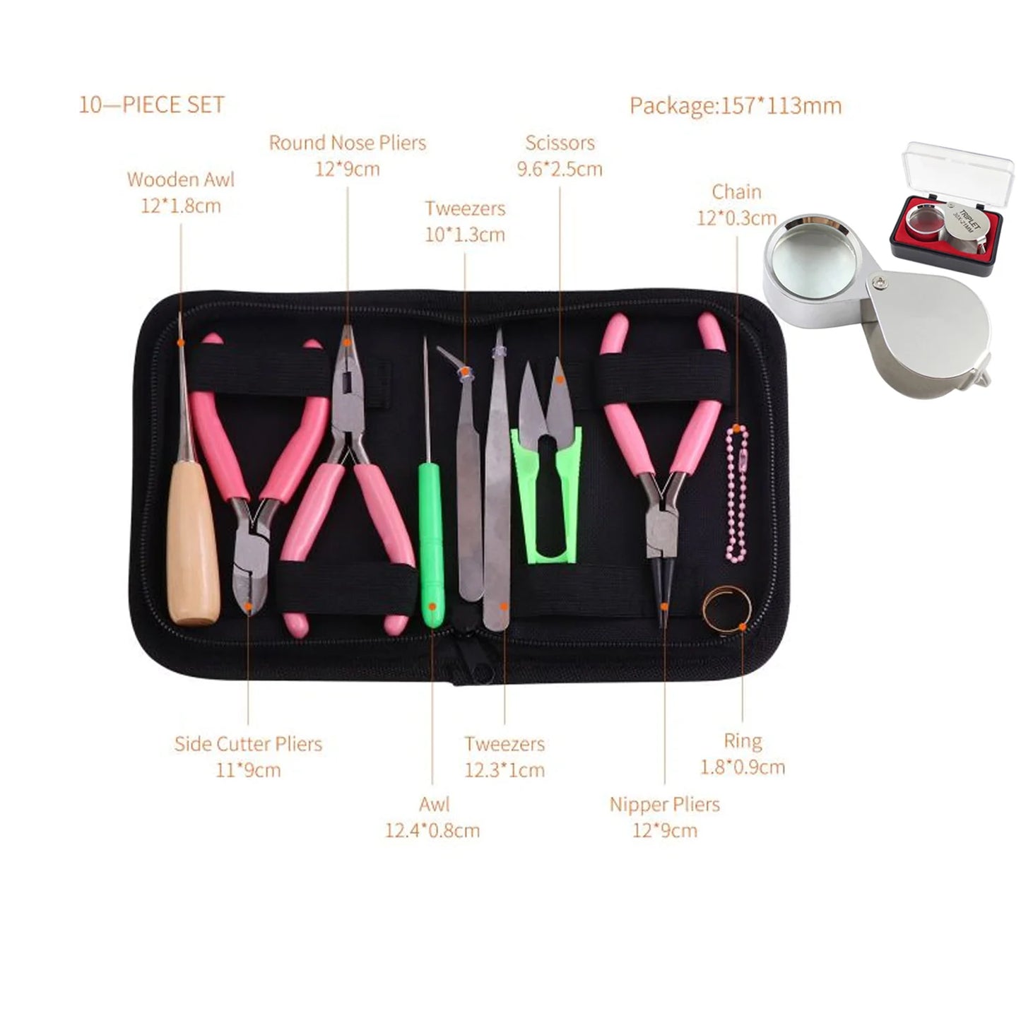 Pocket Loupe Magnifier Jewelry Magnifying Glass Foldable Diamond Lupa Triplet Jewelers Eye Glass Tool Reading Magnifier