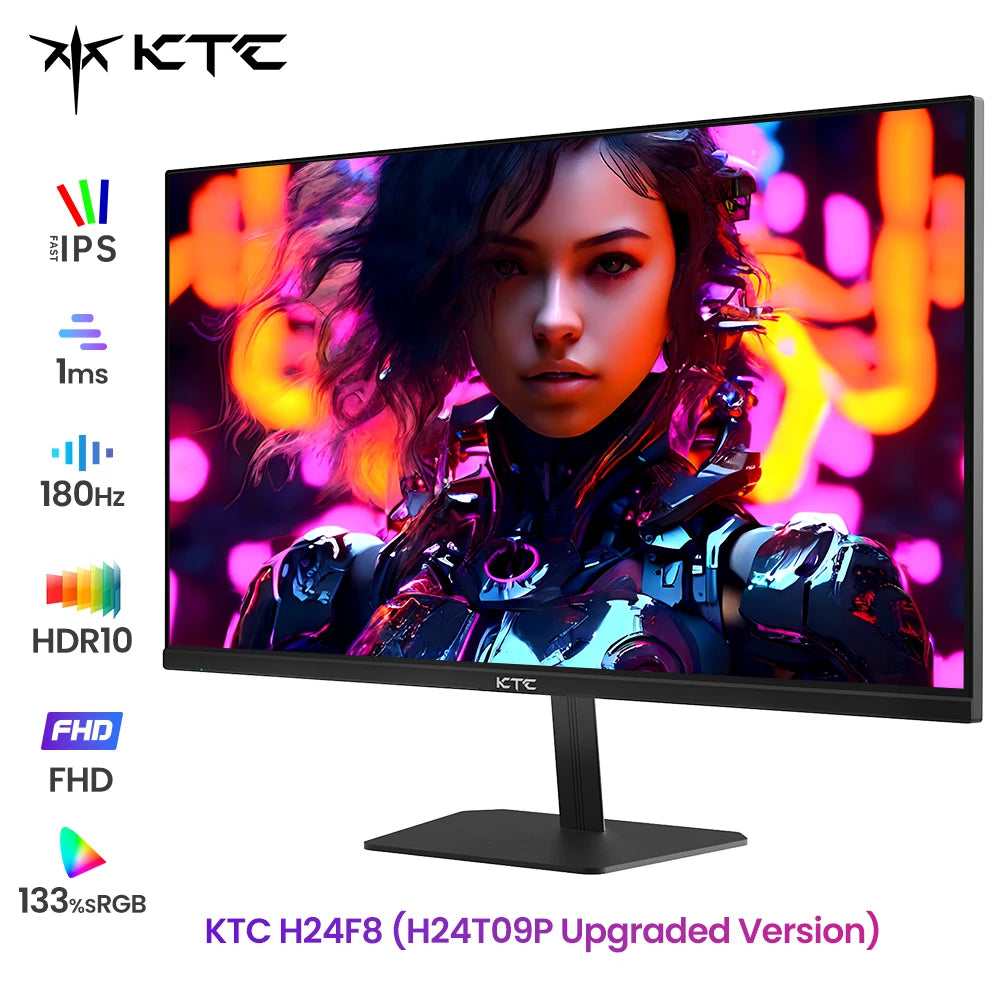 (2025 H24T09P Upgraded Version) KTC H24F8 FHD 23.8" 180Hz Gaming Monitor With Realistic Color Reproduction 1920*1080 Resolution - Shoppiline