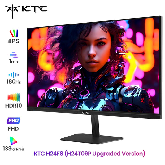 (2025 H24T09P Upgraded Version) KTC H24F8 FHD 23.8" 180Hz Gaming Monitor With Realistic Color Reproduction 1920*1080 Resolution - Shoppiline