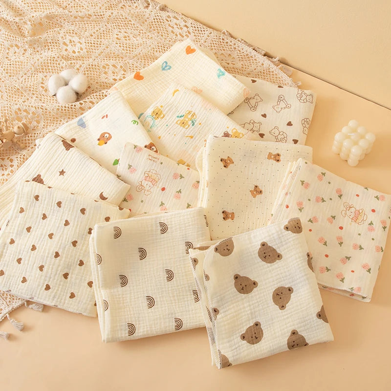 1 Piece of Baby Double-Layer Swaddle Blanket, Soft and Breathable, with Cute Patterns, Multifunctional Newborn Wrap Blanket, Baby Quilt, Baby Swaddle Sheet, Suitable for All Seasons