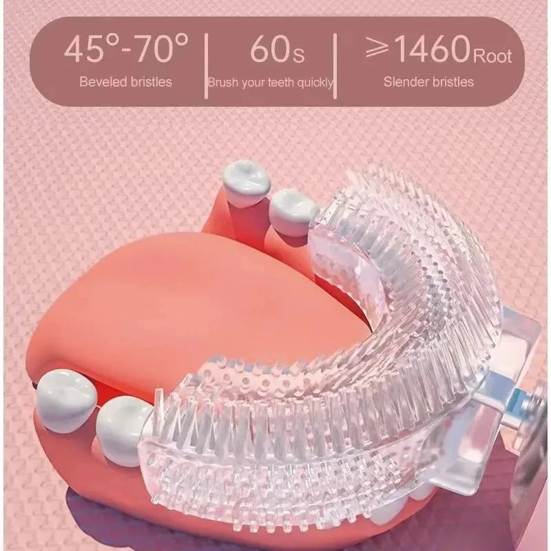 Kids U-Shaped Electric Toothbrush, Food Grade Silicone 360° Automatic Clean USB Charging Smart Oral Care Children Toothbrush