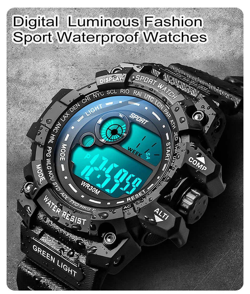 Neue Herren-LED-Digitaluhren Leuchtende Mode-Sport-Wasserdichte Uhren Für Mann Datum Armee Militäruhr Relogio Masculino