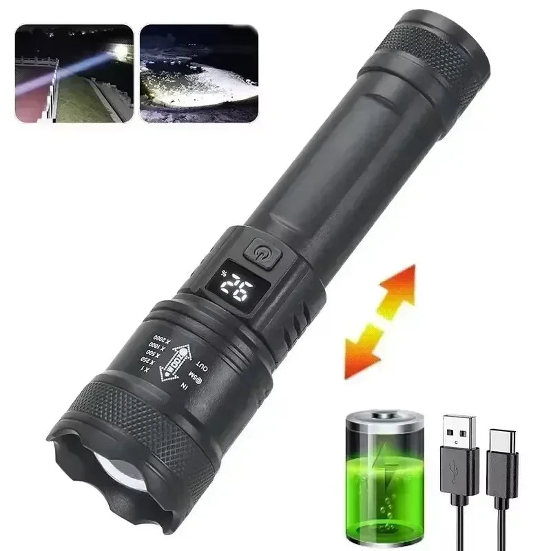 5 LED High Power Led Flashlights Rechargeable Camping Torch 5 Lighting Modes For Outdoor Camping Adventure Lamp with Side Light