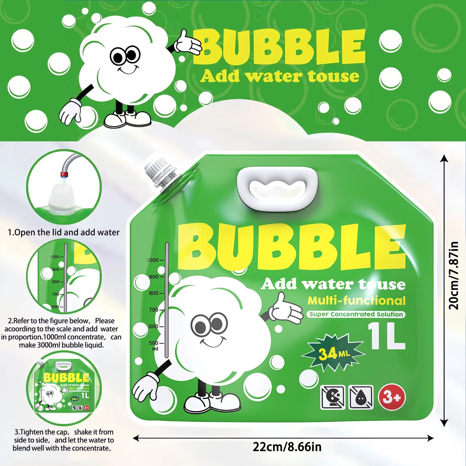 Concentrated Bubble Solution for Bubble Machines, Giant Wands, and Blowers - for Kids' Birthday Parties - Shoppiline