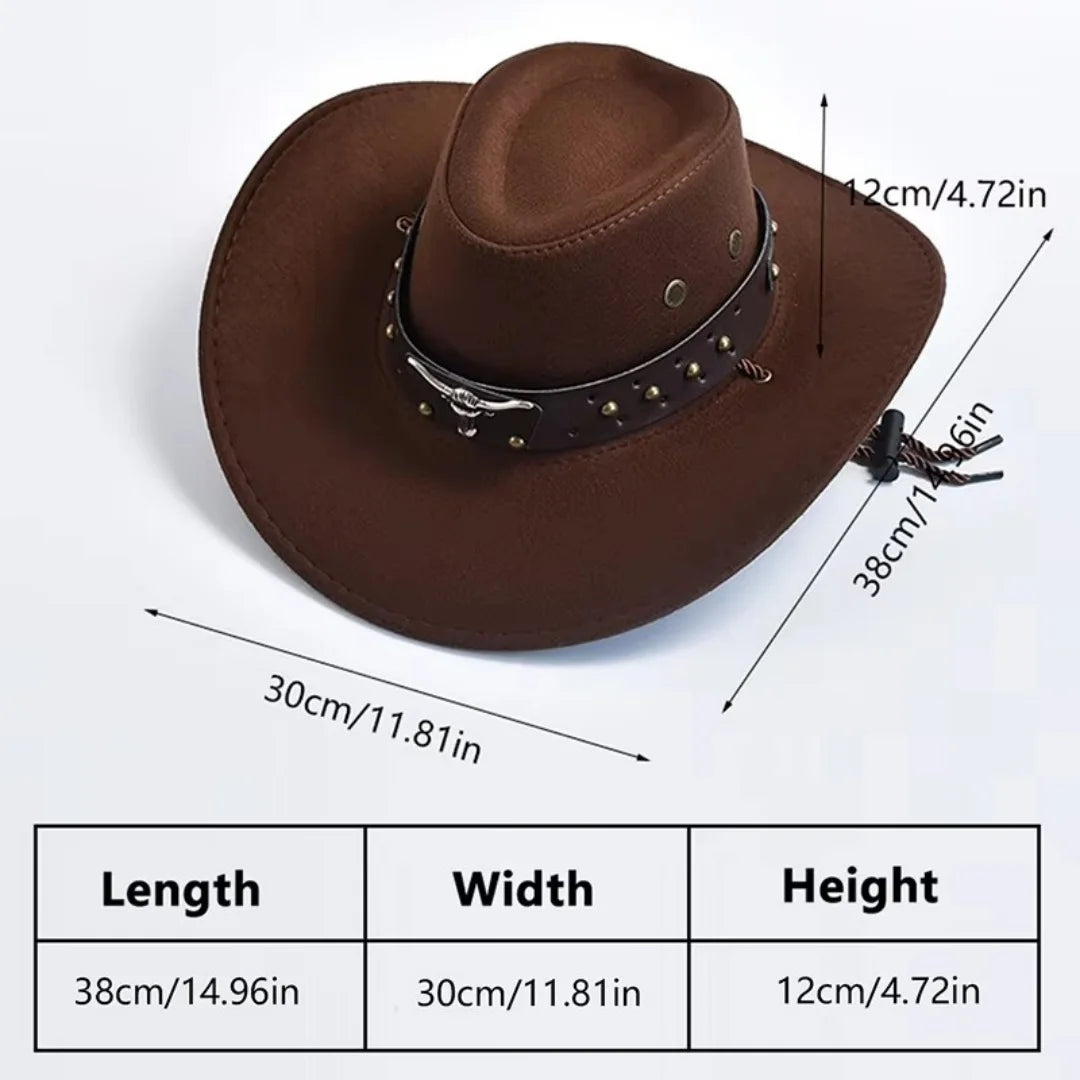 Artificial Suede Western Cowboy Hats Vintage Big-edge Gentleman Cowgirl Jazz Hat Holidays Party Cosplay Ha