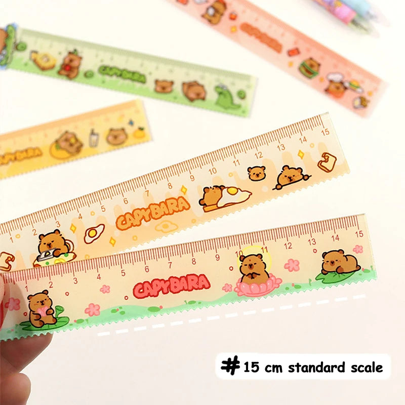 15cm Capybara Ruler Wavy Lines Drawing Tools Acrylic Cute Cartoon Straight Ruler Stationery School Office Supplies