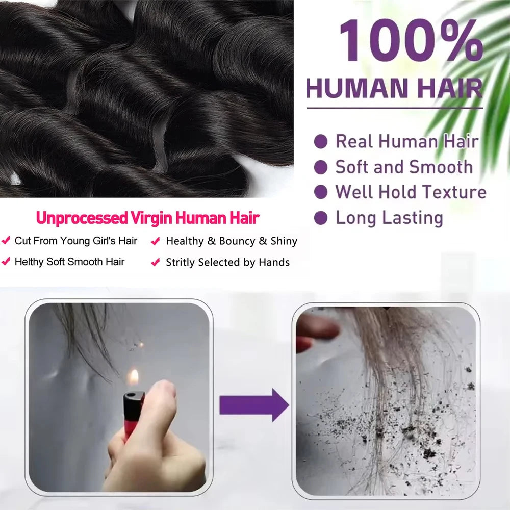 30 32 Inch Full Head Body Wave Bundles 100% Raw Human Hair Weaving Virgin Hair Extensions 1 3 4 Pcs Natural Black Color Double Weft Remy Hair Thick Full Ends Hair Bundles