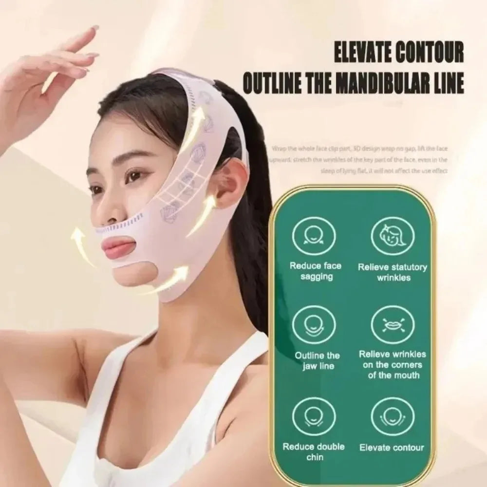 1 masque liftant réglable en V, bandage de remodelage du visage respirant et confortable réutilisable pour la réduction du double menton, le raffermissement, cadeau