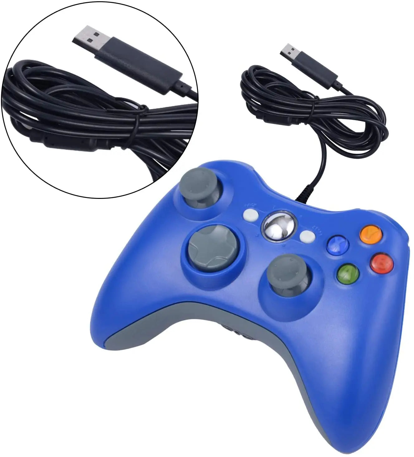 Wired Game Controller for Xbox 360 with Dual-Vibration,Compatible with Xbox 360/360 Slim&PC Windows 7,8,10,11