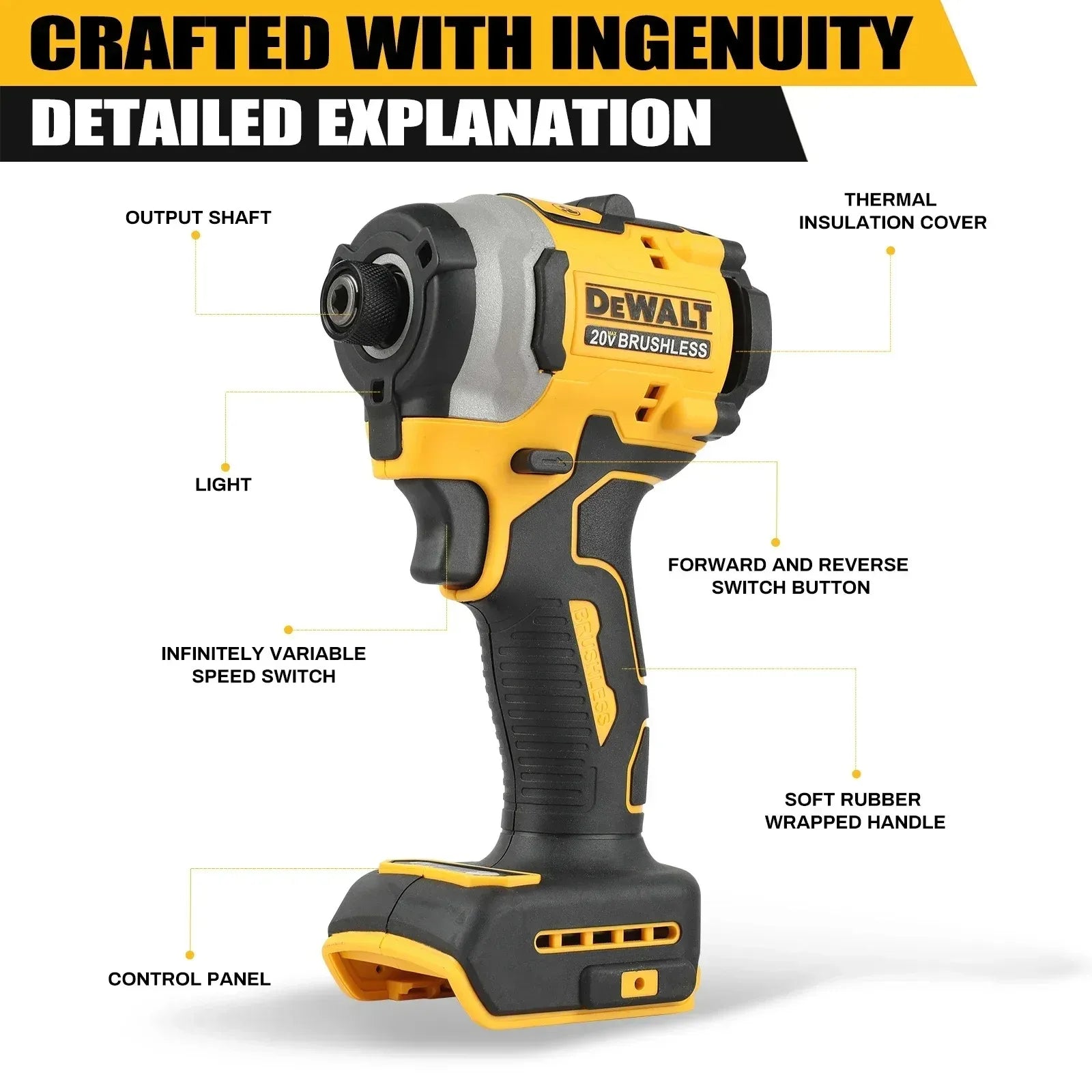 DEWALT DCF850 Impact Driver Electric Driver 20V Brushless Cordless 3250RPM screwdrivers High Torque tools Power Tools - Shoppiline