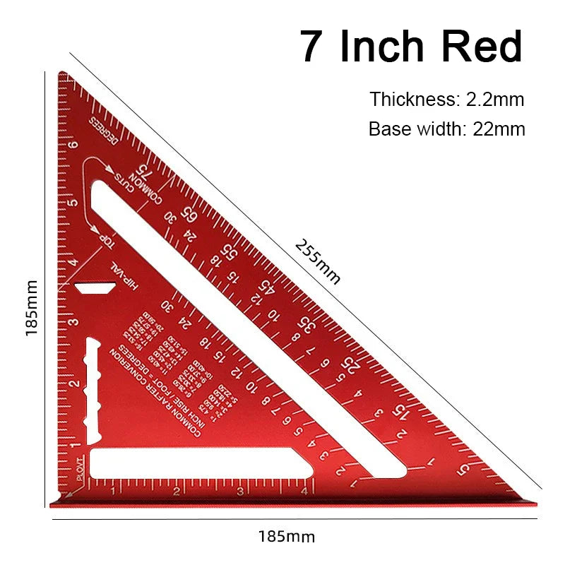 7 Inch Aluminum Alloy Speed Square, Dual Inch/Metric Angle Ruler for Woodworking & Carpentry