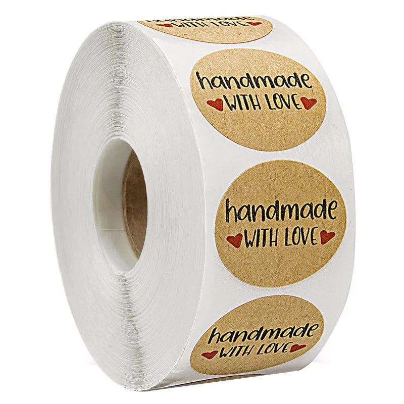 500 Pcs Baking Kraft Paper Heart Shape Labels for Packaging, Envelope Seals, Small Business, Wedding, Birthday, Party Gift Wrap