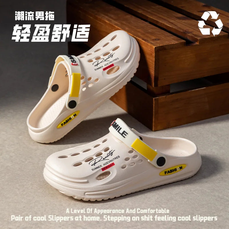 Summer Clogs Sandals Men Clogs EVA Slippers Soft Sole Breathable Beach Slippers Men Home Slippers Outdoor Antiskid Slippers