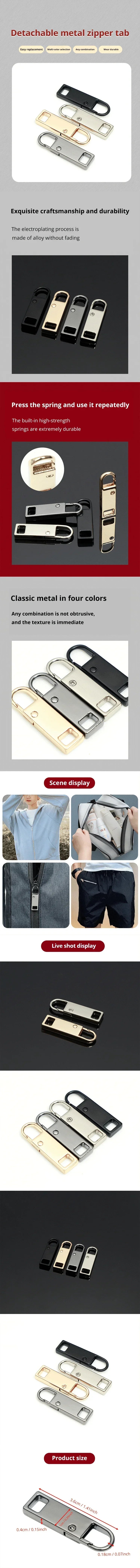 4pcs/8pcs Detachable Zipper Pull, Multi Color Replacement Zipper Accs For Jeans & Backpack, Sewing Tools