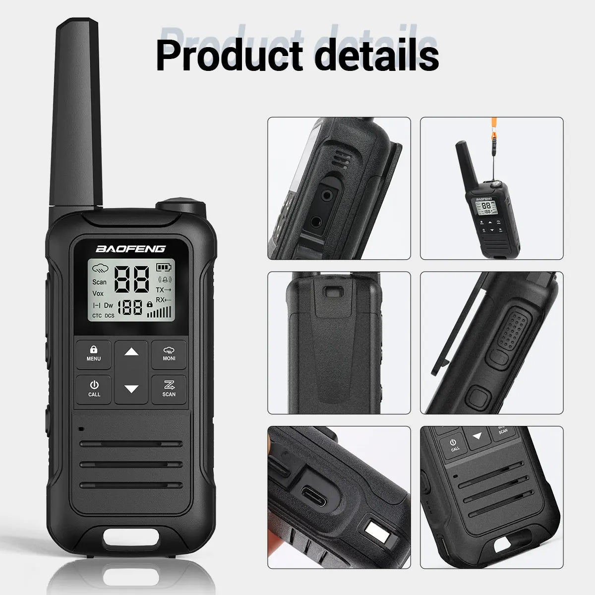 2pcs Baofeng F22 Mini Walkie Talkie PMR Long Range Rechargable Portable Kids Two Way Radio Type-C Charger for Camping Trip - Shoppiline