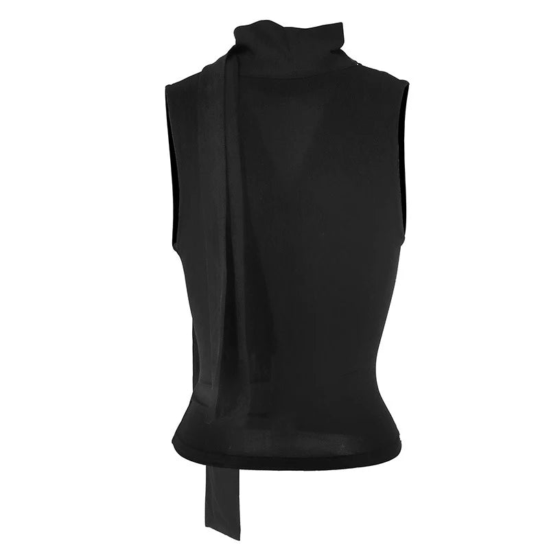 Women's Sexy Sleeveless V-Neck Solid Tank Top Fashion Bandage Streetwear Casual Slim Fit Elegant Knitted Summer Lady's Clothing