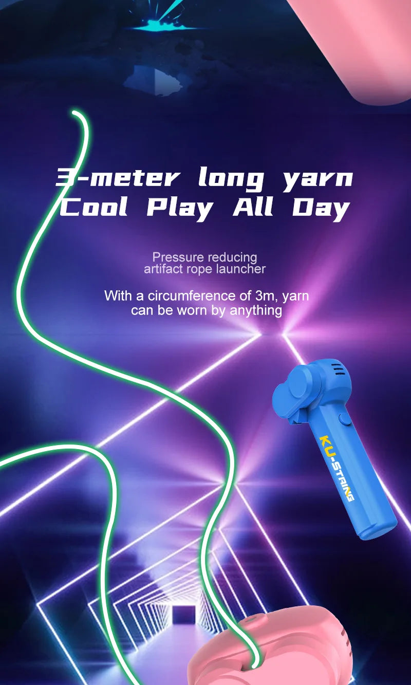 USB Rechargeable Glow String Launcher Toy Luminous Rope Shooter ABS Decompression Fidget Toy 3M Yarn for Kids Adults Party Gift